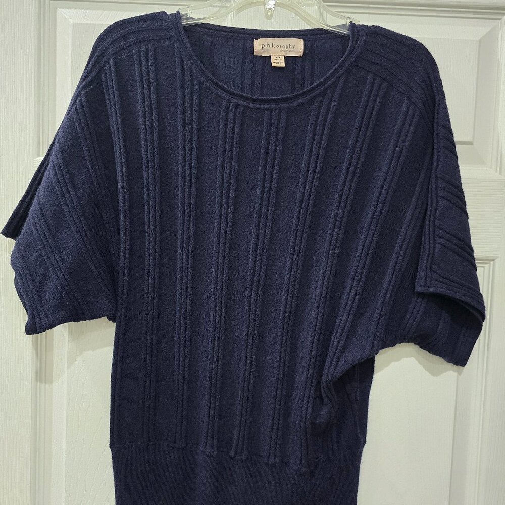 Navy Philosophy Short Sleeve Sweater, Size M OFFERS WELCOME!!!